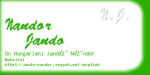 nandor jando business card